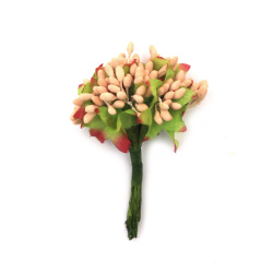Λουλούδια σε ματσάκι από χαρτί και σύρμα χρώμα ροδακινί 80 mm - 10 τεμάχια