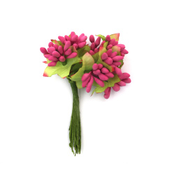 Λουλούδια σε ματσάκι από χαρτί και σύρμα χρώμα κυκλάμινο 80 mm - 10 τεμάχια