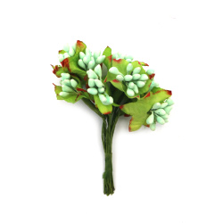 Bouquet for Decoration - Paper,  Wire and Textile, Green Color, 80 mm - 10 pieces