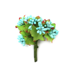 Λουλούδια σε ματσάκι από χαρτί και σύρμα χρώμα μπλε 80 mm - 10 τεμάχια