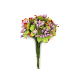 Λουλούδια σε ματσάκι από χαρτί και σύρμα χρώμα μωβ 80 mm - 10 τεμάχια