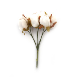 Букет рози пъпка 100x20 мм цвят бял -6 броя