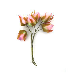 Μπουμπούκια τριαντάφυλλο σε ματσάκι 100x20 mm χρώμα ροζ - 6 τεμάχια