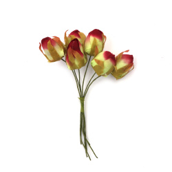 Букет рози пъпка 100x20 мм цвят бордо -6 броя