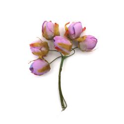 Bouquet of Bud Roses 100x20 mm, Purple Color - 6 pieces