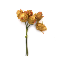 Bouquet of Bud Roses 100x20 mm, Gold Color - 6 pieces