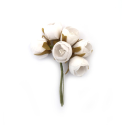 Flower Bouquet with Stamens  25x110 mm, White Color - 6 pieces