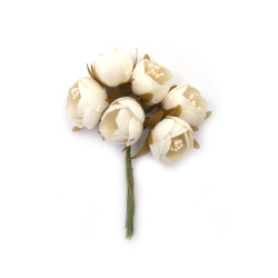 Flower Bouquet with Stamens 25x110 mm, Milky White Color - 6 pieces