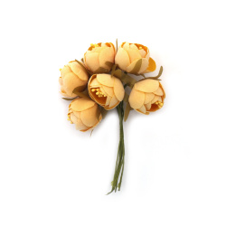 Flower Bouquet with Stamens 25x110 mm, Yellow Color - 6 pieces