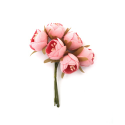 Flower Bouquet with Stamens 25x110 mm, Pink - 6 pieces