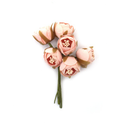 Flower Bouquet with Stamens 25x110 mm, Light Peach Color - 6 pieces