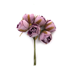 Flower Bouquet with Stamens 25x110 mm, Purple Color - 6 pieces