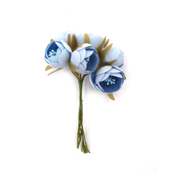 Flower Bouquet with Stamens 25x110 mm, Blue Color - 6 pieces