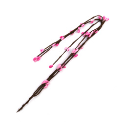 Paper Wrapped Metal Twigs with Buds: 5 mm, Length: 400 mm, Pink Color - 5 pieces