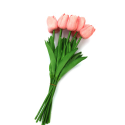 Tulip Stem Made of Rubber and Plastic, 340 mm, Pink Color