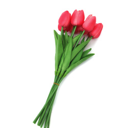 Tulip Stem Made of Rubber and Plastic, 340 mm, Light Red Color