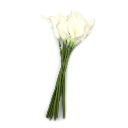 Calla Lily Stem Made of Rubber and Plastic, 340 mm, White Color