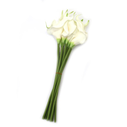 Calla Lily Stem Made of Rubber and Plastic, 340 mm, White and Green Color