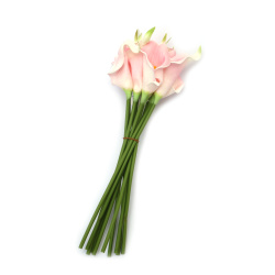 Calla Lily Stem Made of Rubber and Plastic, 340 mm, White, Green, and Pink Mélange Color