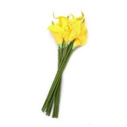 Calla Lily Stem Made of Rubber and Plastic, 340 mm, Yellow Color