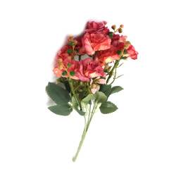 Bouquet of Roses and Buds for Decoration, 310 mm, Color: Pink-Purple - 5 Stems