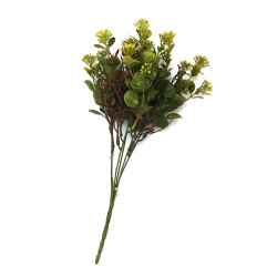 Bouquet Plant for Decoration, 330 mm, Color: Green, Brown - 5 Stems 