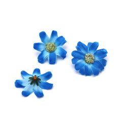 Daisy Flower Head 45 mm, Blue Melange - 10 pieces