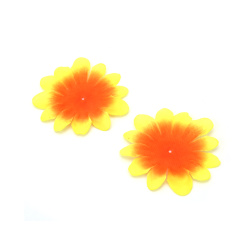 Fabric Flower for Decoration / 75 mm, Yellow-Orange - 6.5 grams ~ 20 pieces