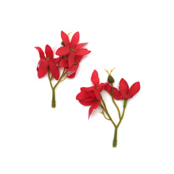 Jasmine Branch made of Fabric and Plastic / 50x90 mm, Red - 5 pieces