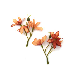 Jasmine Branch made of Fabric and Plastic / 50x90 mm, Pastel Orange Color - 5 pieces