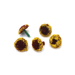 Plastic Gynoecium 20x20 mm,  Brown and Yellow - 10 pieces