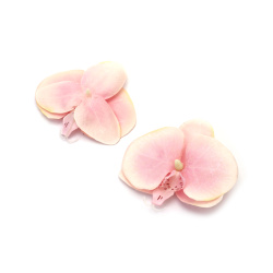 Non disponibile online. Puoi anche acquistare nei negozi EM ART e al +359 884 000 893 Fiore di orchidea con stelo per montaggio e decorazioni fai-da-te, bianco e rosa chiaro mélange, 100 mm - 2 pz