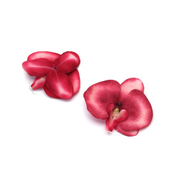 Orchid Flower Head 100 mm, White and Burgundy Melange - 2 pieces