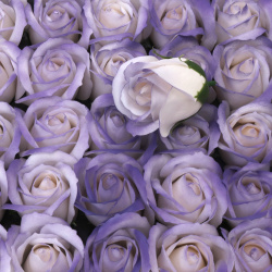 Delicate Scented Soap Rose 50 mm – Elegant White & Purple Blend, Perfect for Romantic Gifts & Decorative Bouquets