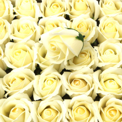 Pale Yellow Scented Soap Rose 50 mm – Perfect for Cheerful Gifts, Spring Bouquets & Elegant Decorations