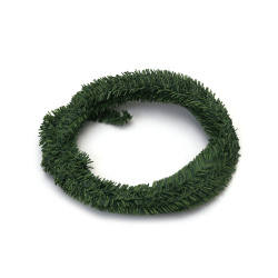 Ghirlandă de Crăciun decorativă, culoare verde, lățime 1,5 cm ~5 metri