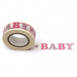 URSUS Masking Tape with print BABY, Size: 15mmx10m, Color Pink - 1 piece