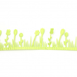 Ribbon satin flowers 38 mm color bright green -1.80 meters
