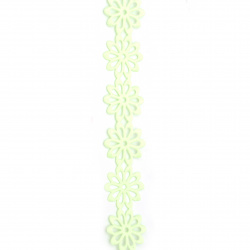 Satin ribbon with flower cutout 40 mm color green light - 3 meters
