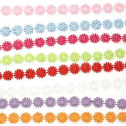 Ribbon satin flowers with glitter15 mm assorted colors -1.80 meters