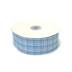 No disponible en línea. También puedes comprar en las tiendas EM ART y en el +359 884 000 893 Cinta grosgrain satinada 40 mm, cuadros vichy blanco y azul celeste - 2 metros