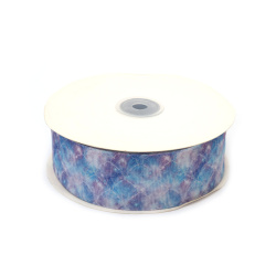 Satin lat 40 mm rupturi nuanțe albastru violet - 2 metri