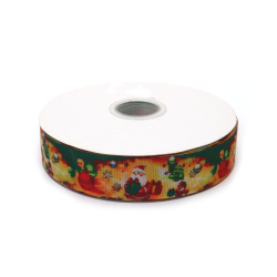 Rupturi late de satin de 25 mm cu Moș Crăciun - 3 metri