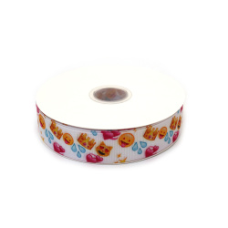 No disponible en línea. También puedes comprar en las tiendas EM ART y en el +359 884 000 893 Cinta grosgrain satén 25 mm, blanca con estampado de emoticonos - 3 metros
