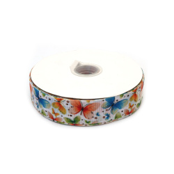 No disponible en línea. También puedes comprar en las tiendas EM ART y en el +359 884 000 893 Cinta grosgrain satinada para manualidades, 25 mm, blanca con diseño de mariposas en naranja y azul - 3 metros