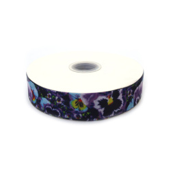 No disponible en línea. También puedes comprar en las tiendas EM ART y en el +359 884 000 893 Cinta grosgrain de satén 25 mm, estampado violeta púrpura - 3 metros