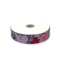 No disponible en línea. También puedes comprar en las tiendas EM ART y en el +359 884 000 893 Cinta de raso grosgrain 25 mm para manualidades, lila pálido con peonías en rosa y rojo - 3 metros
