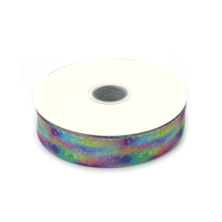 Panglică grosgrain satinată 25 mm, culori pastelate în degradé - 3 metri