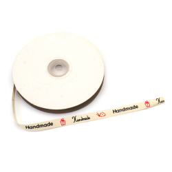 No disponible en línea. También puedes comprar en las tiendas EM ART y en el +359 884 000 893 Cinta grosgrain satinada de 10 mm, beige claro con inscripción “Handmade“ y símbolos - 3 metros para manualidades