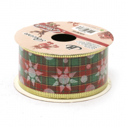 Textile Ribbon 38 mm with aluminum edging & printed Christmas motifs - 2.70 meters